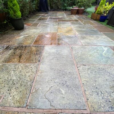 slippery and fungi infested patio