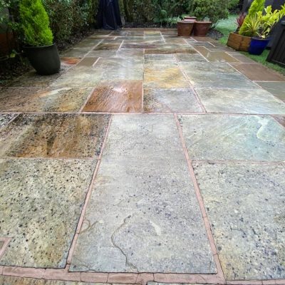 slippery and fungi infested patio